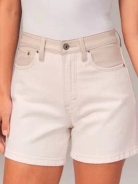A&F Faux Leather and Denim High Rise‎ Dad Shorts Sz 32